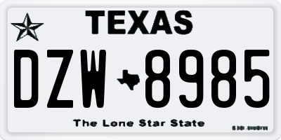 TX license plate DZW8985