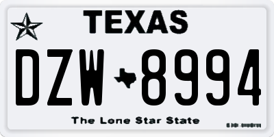 TX license plate DZW8994