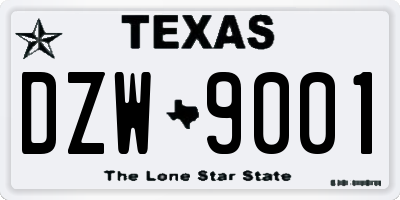 TX license plate DZW9001