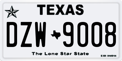 TX license plate DZW9008