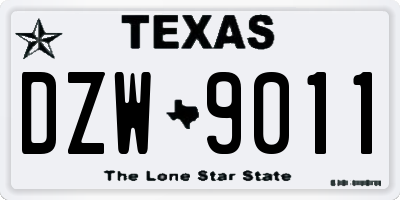 TX license plate DZW9011