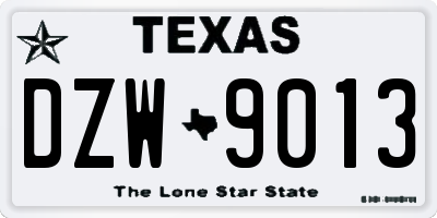TX license plate DZW9013