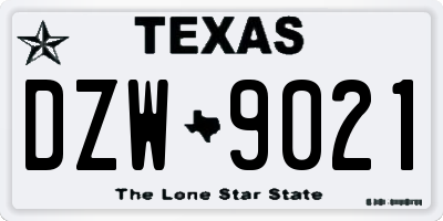 TX license plate DZW9021