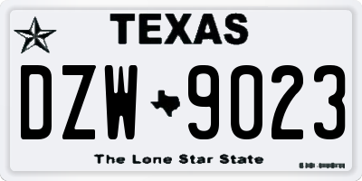 TX license plate DZW9023