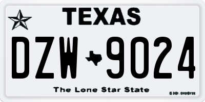 TX license plate DZW9024