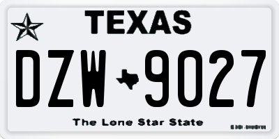 TX license plate DZW9027