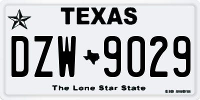 TX license plate DZW9029