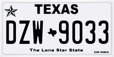 TX license plate DZW9033
