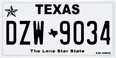 TX license plate DZW9034