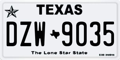 TX license plate DZW9035