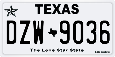 TX license plate DZW9036