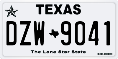 TX license plate DZW9041