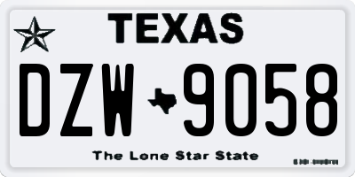 TX license plate DZW9058