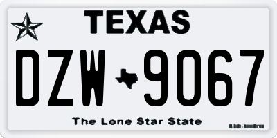 TX license plate DZW9067