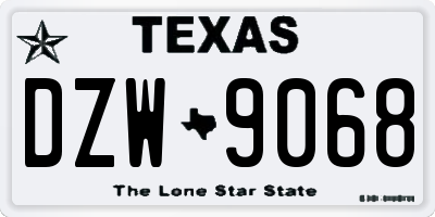 TX license plate DZW9068