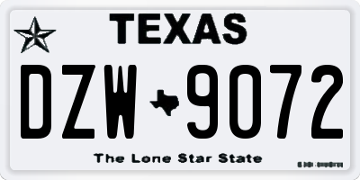 TX license plate DZW9072