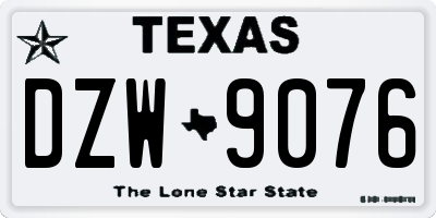 TX license plate DZW9076