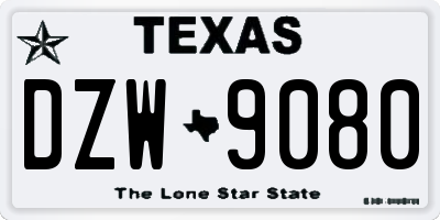 TX license plate DZW9080