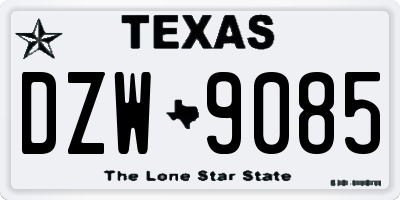 TX license plate DZW9085