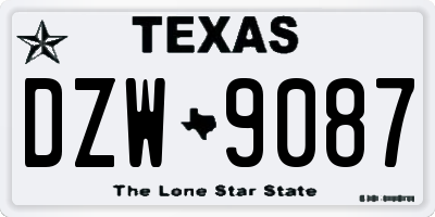 TX license plate DZW9087