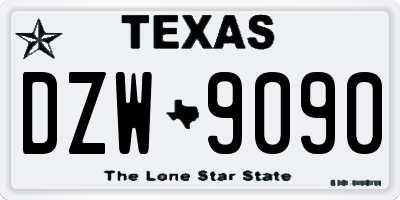 TX license plate DZW9090