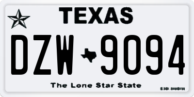 TX license plate DZW9094