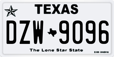 TX license plate DZW9096