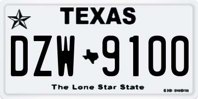 TX license plate DZW9100
