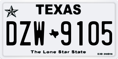 TX license plate DZW9105