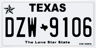 TX license plate DZW9106