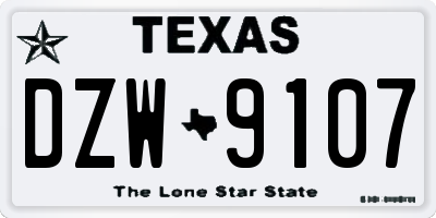 TX license plate DZW9107