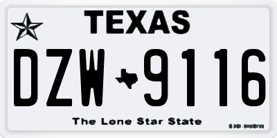 TX license plate DZW9116