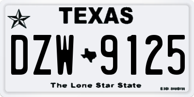 TX license plate DZW9125