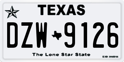 TX license plate DZW9126