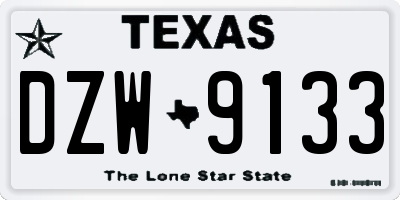 TX license plate DZW9133