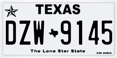 TX license plate DZW9145