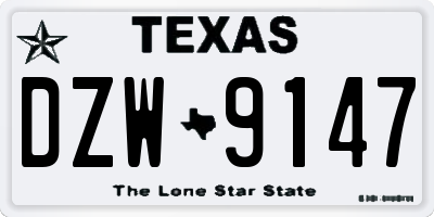 TX license plate DZW9147