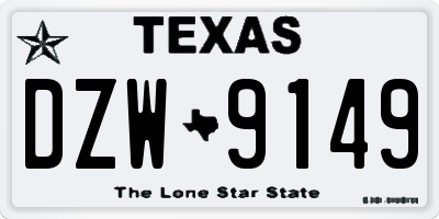 TX license plate DZW9149