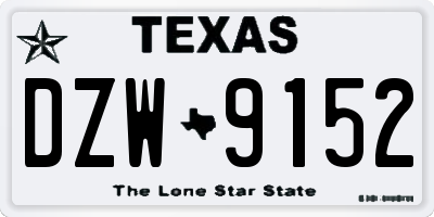 TX license plate DZW9152
