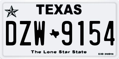 TX license plate DZW9154