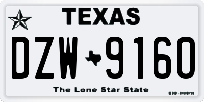 TX license plate DZW9160
