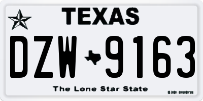 TX license plate DZW9163