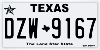 TX license plate DZW9167