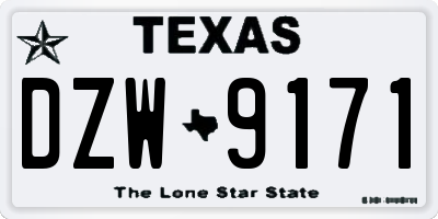 TX license plate DZW9171