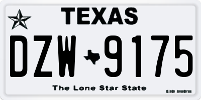 TX license plate DZW9175