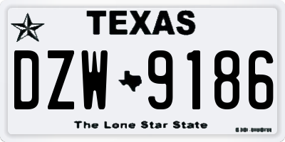 TX license plate DZW9186