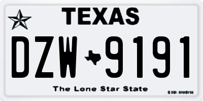 TX license plate DZW9191