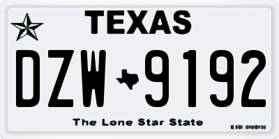 TX license plate DZW9192
