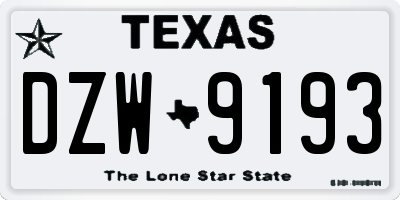 TX license plate DZW9193
