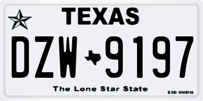 TX license plate DZW9197